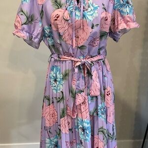 SHEIN Lavender Maxi Dress with Pink and Blue Floral Design